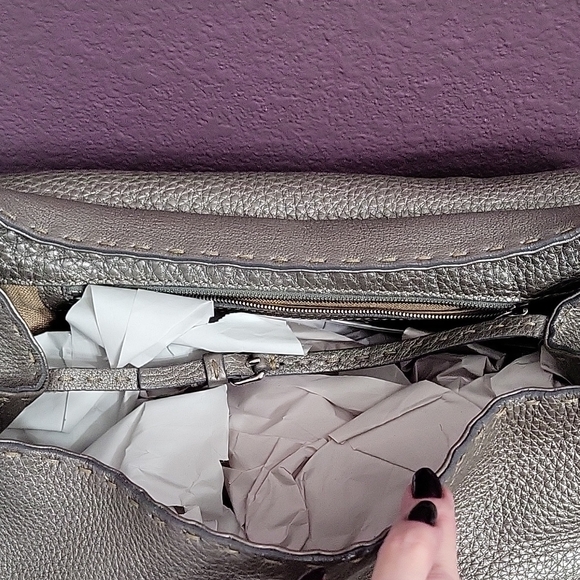 Fendi Selleria Silver/Grey Leather Bag - Picture 9 of 15